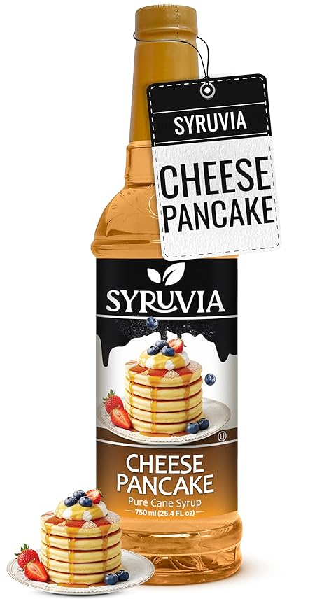 Syruvia Coffee Syrup, Cheese Pancake Flavored Syrup for Drinks, Lattes and Desserts – 25.4 fl oz