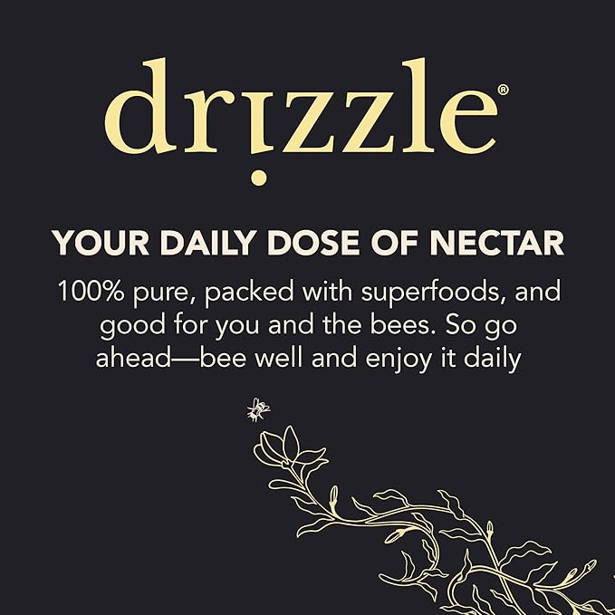 Drizzle Cacao Luxe Raw Honey - All Natural Pure Raw Honey with Organic Cacao, Unfiltered & Unheated, Use in Tea & Coffee, Sugar Substitute, Certified Kosher - 13.2 oz Jar (375 g)