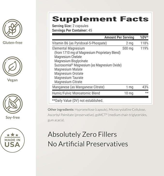 BIOptimizers Magnesium Breakthrough Supplement with 500mg - 7 Forms of Magnesium: Glycinate, Malate, Citrate, and More - Natural Support for Sleep and Cognitive Function -90 Capsules- Calming Vitamins
