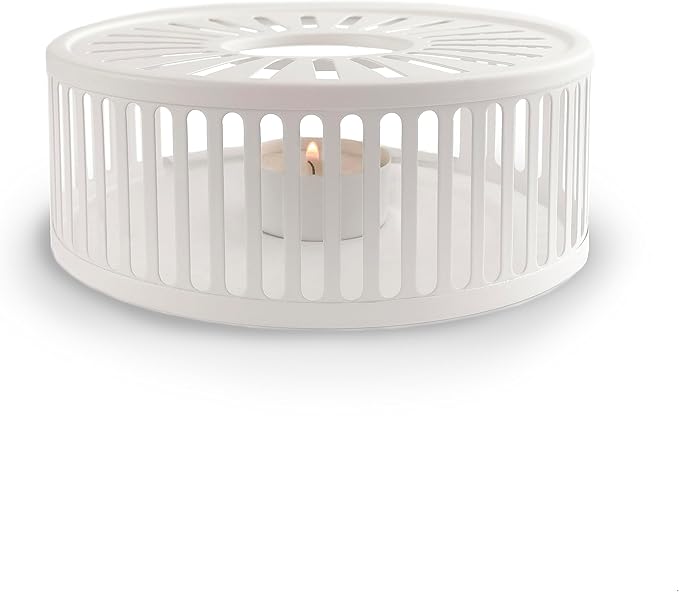 Creano White Stainless Steel Tea Warmer with Tea Light Holder - Stable Rattles Not - Rechaud Suitable for All Teapots