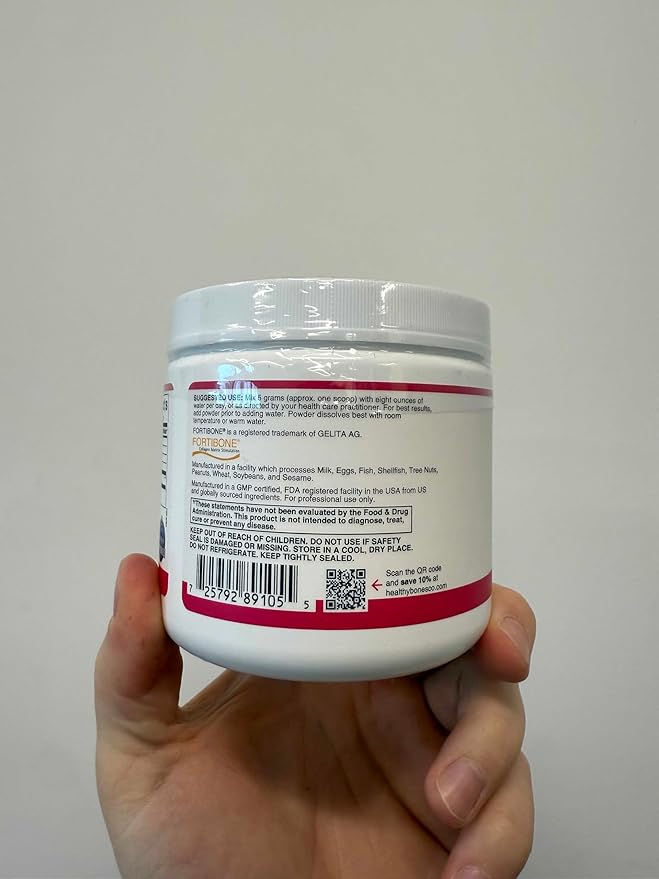 FORTIBONE Collagen Peptides Essential Bone Builder Hydrolyzed Collagen Powder for Women & Men, Clinically-Supported for Bone Strength & Density, Gluten Free & Dairy Free - Unflavored (30 Servings)