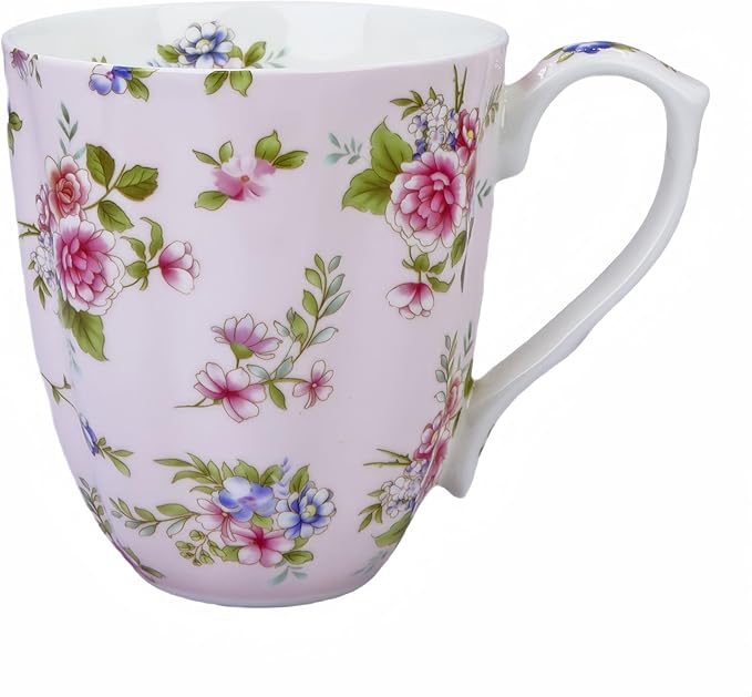 13oz Bone China Floral Mug Bone China Coffee Mugs Bone Teacup Christmas Mugs Birthday Gifts for Women Mom Friends Coworker