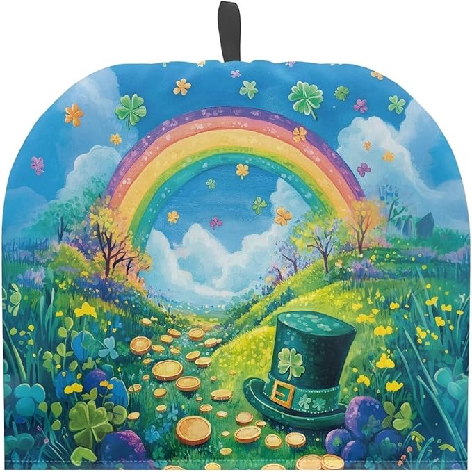 Rainbow Tea Pot Cover Keep Warm Teapot Insulation Cover Green Hat Tea Cozies Covers for St. Patrick's Day Home Decor Teapot Dust Protector