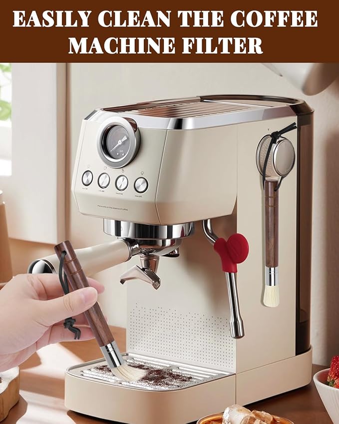 3 Pcs Portafilter Espresso Kit – Ebony Bristle Coffee Brush, Coffee Grinder Brush & Air Blower – Espresso Tool Kit for Machine, Grinder, Countertop