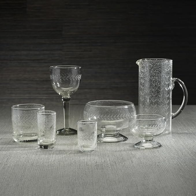 Zodax Tuscan Handmade Etched Glass - Set of 1 (Goblet)