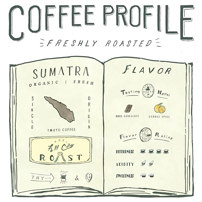 Sumatra Mandheling Whole Bean Coffee by TOKYO COFFEE - 12oz Bag - Rich and Spicy Single Origin, 100% Arabica, Certified Organic from Japan