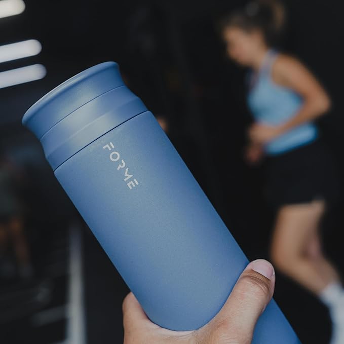 FORME - Blender Shaker Bottle, Leakproof Double Insulated Stainless Steel, Noiseless Shaker Bottle for Hot & Cold Drinks, Ideal for Protein & Supplement Shakes (Slate Blue, 23.7 oz)