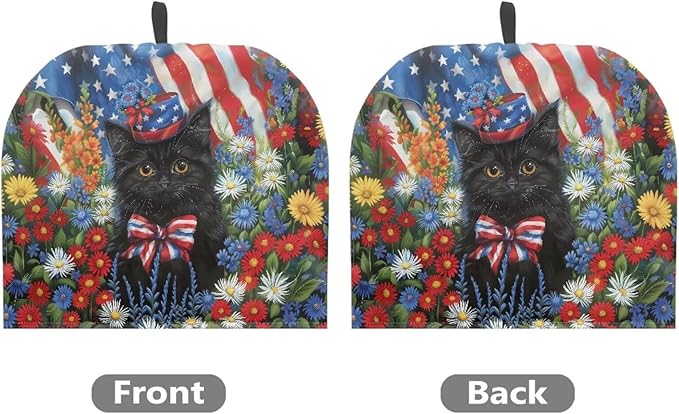USA FlagTeapot Insulation Cover Soft Tea Pot Cozy Cover with Keep Warming Black Cat Kettle Kitchen Dust Cover for 4th of July Home Decor Dust Proof Kettle Cover
