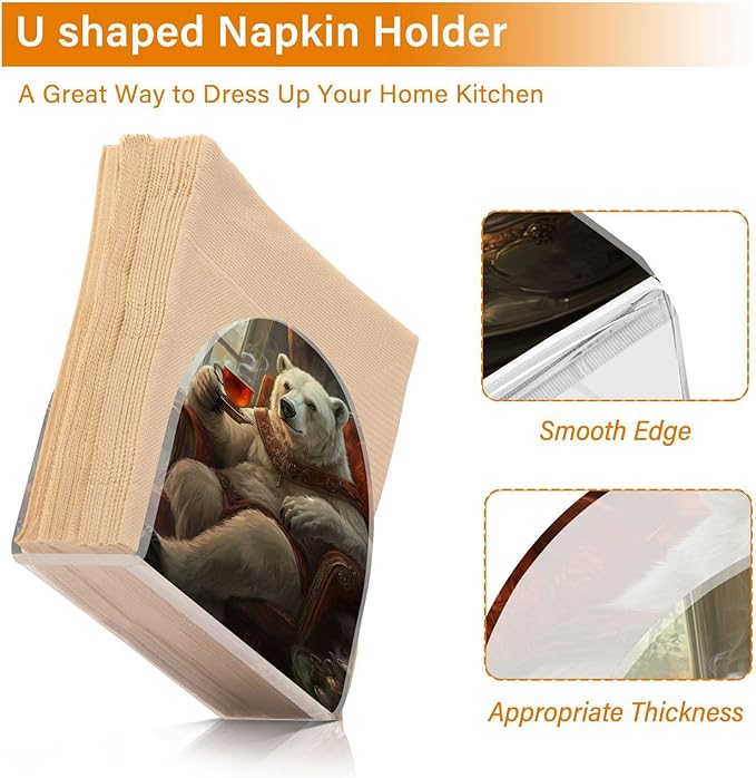Polar Bear Coffee Napkin Holder Table Kitchen Napkin Dispenser for Restaurant Home Decor Bar 4.1x4.9x1.97 in