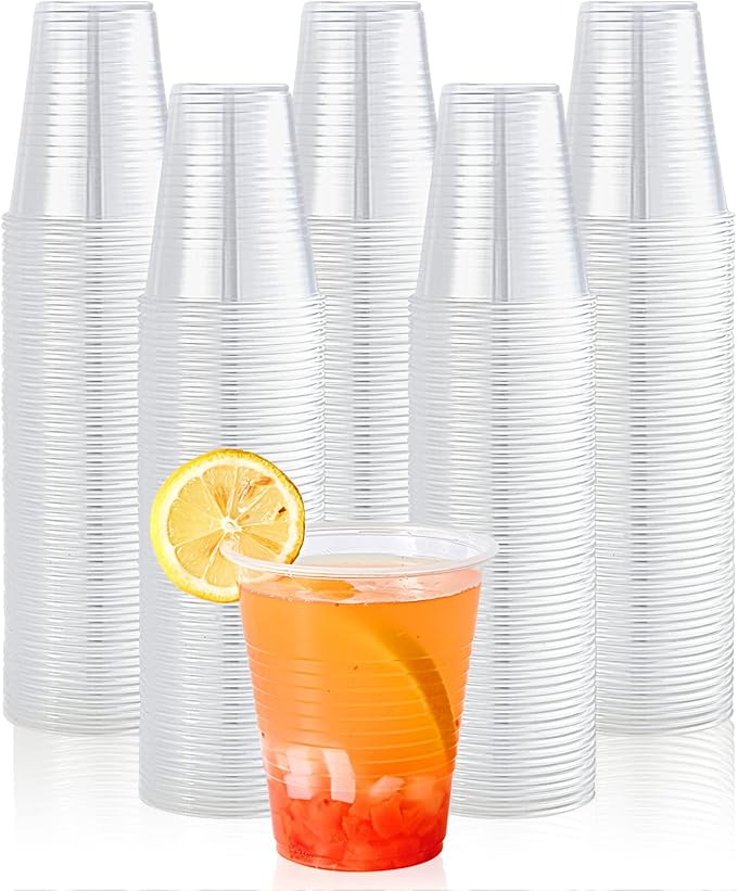 Lilymicky 300 Pack 12 oz Clear Plastic Cups, Cold Disposable Plastic Drinking Cups for Parties, Picnic, BBQ, Travel, and Events
