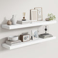 Fun Memories Rustic Real Wood Floating Shelves, 8 Inch Deep Floating Shelf Wall Mounted, 36" W x 8" D Wall Shelves Storage Shelves for Living Room, Bedroom, Bathroom, White Finish, Set of 2