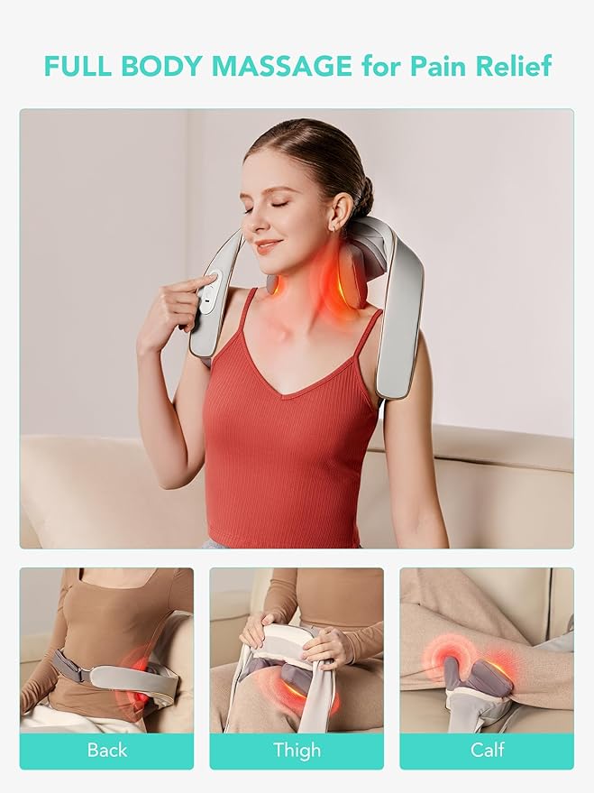 SKG Neck Massager with Heat for Pain Relief, Deep Tissue 6D Kneading, Cordless Neck and Shoulder Massager for Men and Women, Christmas Gift for Family and Friends