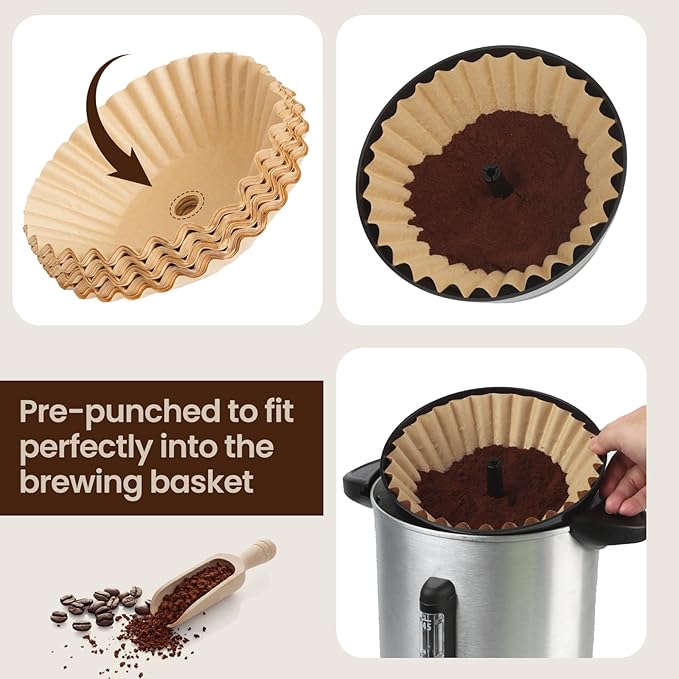 Large Coffee Filters Compatible with Sybo Commercial Coffee Maker, 120 Pcs Perforated Basket Filter Paper for Sybo 30 Cup