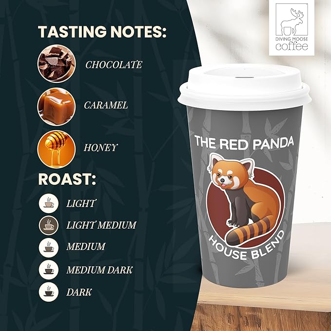 Diving Moose Coffee - The Red Panda House Blend Medium Light Roast (32oz / 2 LB) - Chocolate Caramel Honey Specialty Grade Small-Batch Roasted to Order Smooth Not Bitter