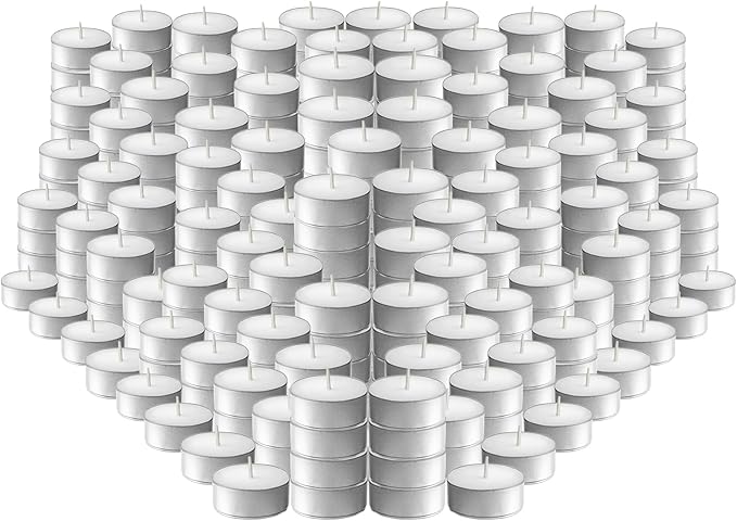 L'ner Tea Light Candles – Set of 300 Unscented Tea Lights – Burns Aprx. 4 Hours – Party & Ambience Candles – Restaurant Decorations