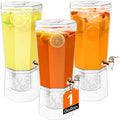 Lifewit 1 Gallon Plastic Drink Dispenser 3 Pcs (in 1 Package), Juice Containers with Lid for Party, Ice Beverage Dispenser with Stand for Lemonade/Soda/Tea, BPA Free