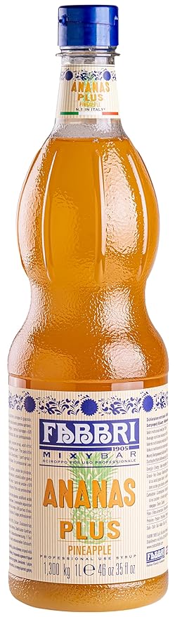 Fabbri Premium Flavoring Syrup, Pineapple, New Enhanced Flavor, All Natural, Made in Italy, 33.8 Ounce (1 Liter)