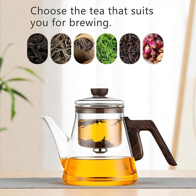 Small 25.4oz Enchanted Glass Teapot, YJX Magnetic Brewing Tea Pot Designed for Convenience, Witchcraft Magic Tea with Infuser for Loose Leaf and Herbal Teas(750ml)