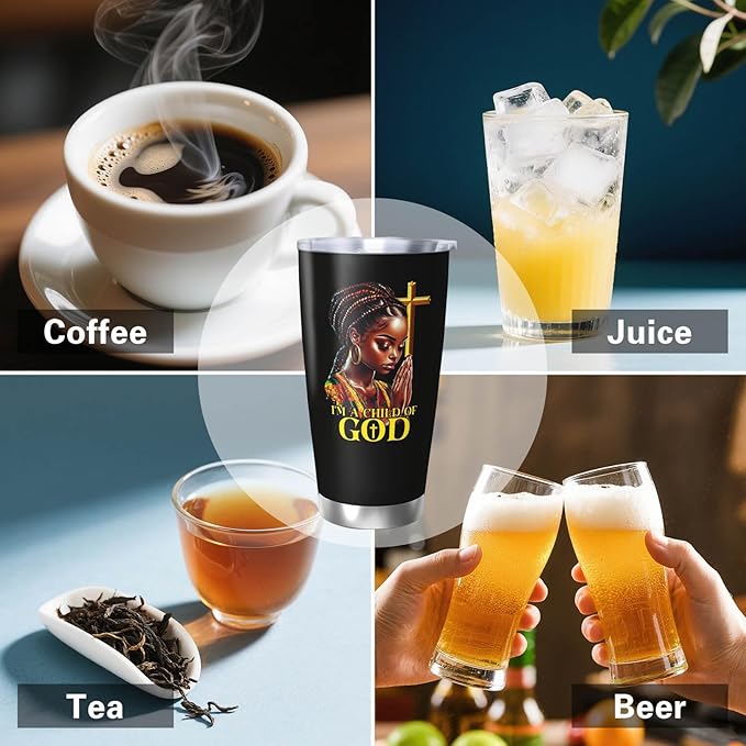 Africian American Christian Gifts for Women, 20oz Religion Gifts Coffee Mugs, Afro Black Mom Gift Tumbler, Christian Tumbler for Women Faith