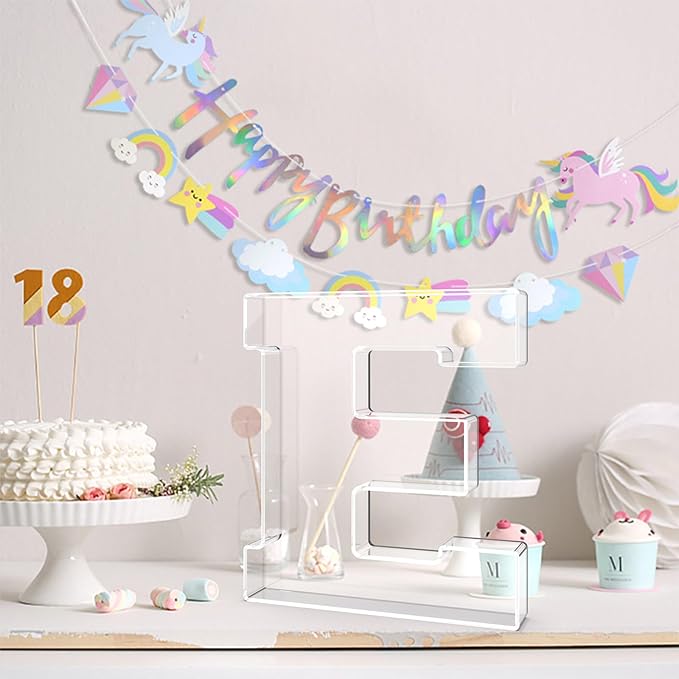 11" Acrylic Letter Charcuterie Tray, Charcuterie Letters Fillable Box for Food, Reusable Serving Cake Candy Dish Display Tray for Birthday Anniversary Party Decoration (Letter E)