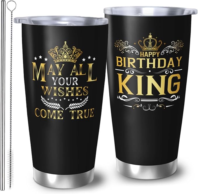 Birthday Gifts Tumblers for Men, Cool Present Men Tumblers, King Tumbler, 20oz Coffee Tumbler, My Man Gift for Him Travel Mug