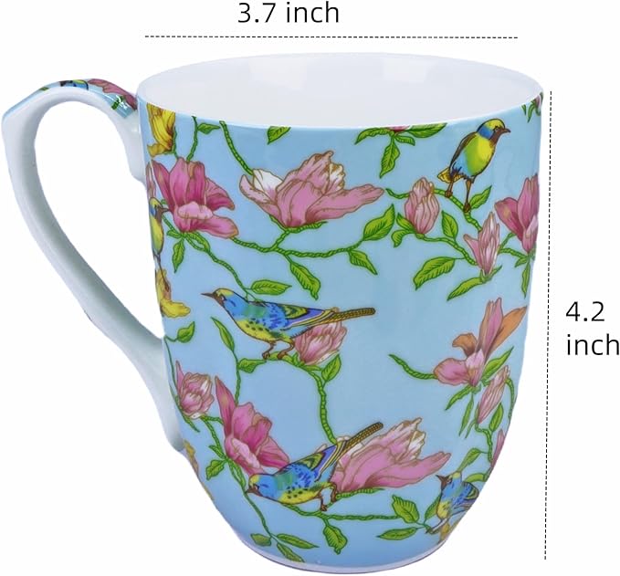 13oz Bone China Floral Mug Bone China Coffee Mugs Bone Teacup Christmas Mugs Birthday Gifts for Women Mom Friends Coworker