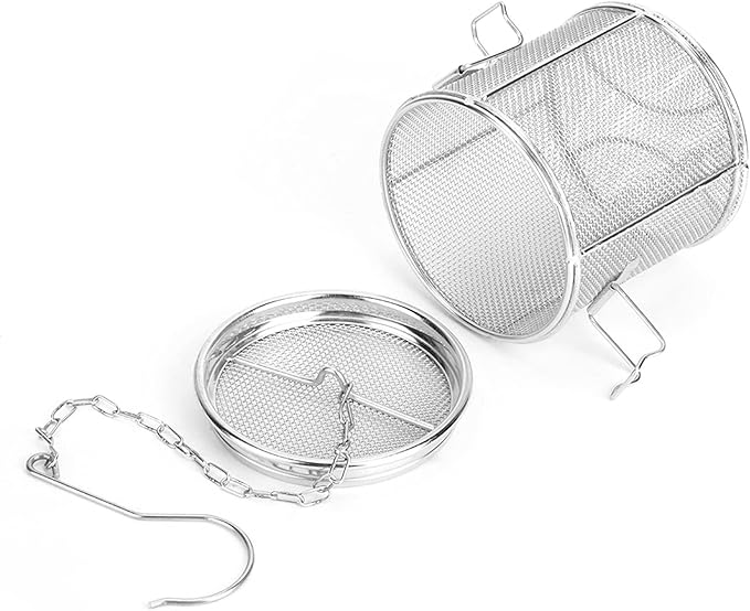 Seasoning Strainer Large Stainless Steel Tea Infuser, sieve fine mesh with Extended Chain Hook for Brew Loose Leaf Tea, Seasonings Cooking, Ice Cube