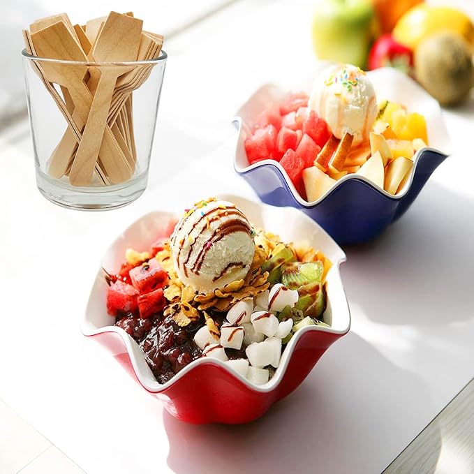 Mini Wooden Spoons, 200 Pcs 4 Inch Disposable Wooden Dessert Spoons, Biodegradable Compostable Birchwood