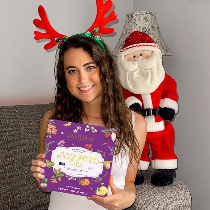 VAHDAM, Classic Tea Sampler Gift Set | 24 Unique Flavor in Individually Wrapped Pyramid Tea Bags in Classic Box | Assorted Tea Gift Set | Christmas Gifts for Women & Men