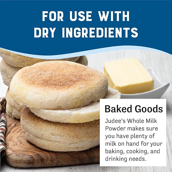 Judee's Gluten Free Whole Milk Powder - Creamy Instant Milk Powder for Baking Pancakes & Bread - Shelf-Stable Blend for Travel & Camping - 11 oz, Pack of 1