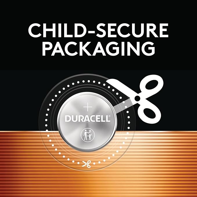 Duracell 2032 Lithium Battery, 4 Count (Pack of 1), Compatible with AirTag, Child Safety Features, Key Fob, CR2032 3V Cell