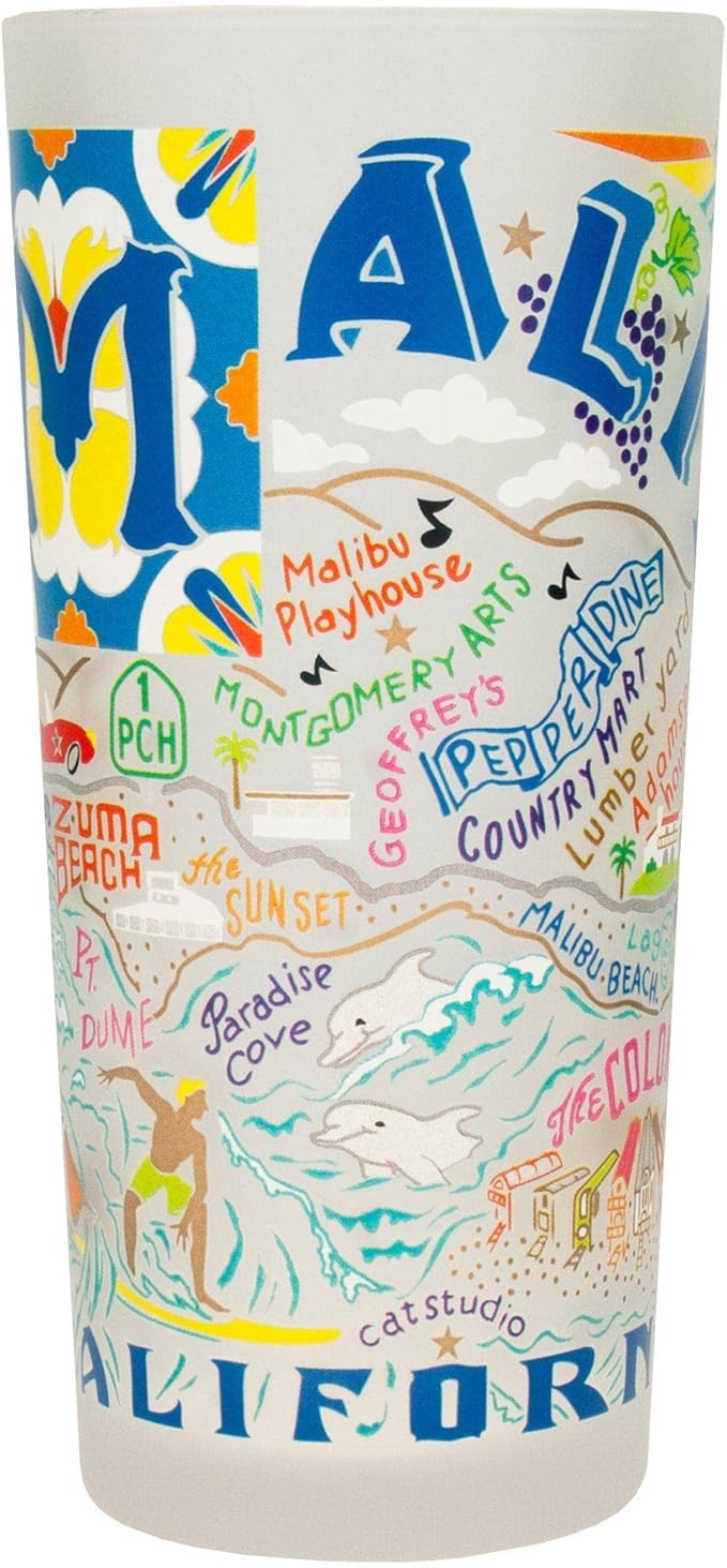 Catstudio Drinking Glass, Malibu Frosted Glass Cup for Kitchen, Drinking Glasses, 15oz Dishwasher Safe Tumbler, Wedding Gifts