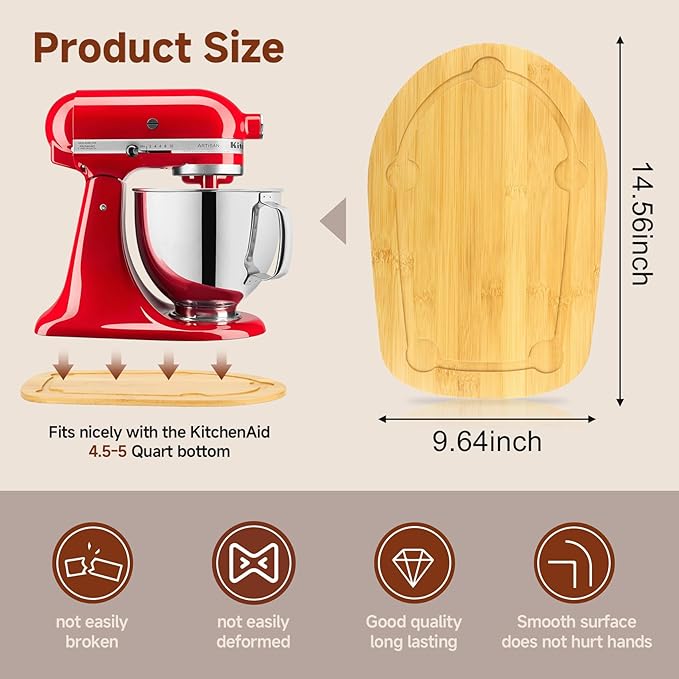 Mixer Slider Compatible with 4.5-5 QT Kitchen Aid Stand Mixers, Kitchen Countertop Storage Mover Sliding Caddy Mixer Slider Mat for Kitchen Aid Stand Mixer Accessories Attachment with Footwell