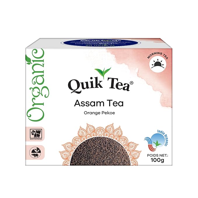 QuikTea Organic Assam Second Flush Black Tea – Bold Malty Flavor with Spicy Notes, Himalayan Grown - 225g of richness