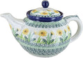Blue Rose Polish Pottery - Yellow Dandelion Medium Teapot - 4 Cup Capacity - Hand-Painted Polish Pottery Ceramic Coffee & Tea Server