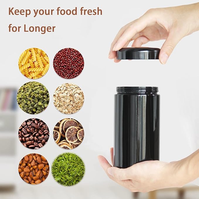 Black Glass Airtight Storage Container Jar 1000ml 2 Oz with UV Protection for Spice Coffee