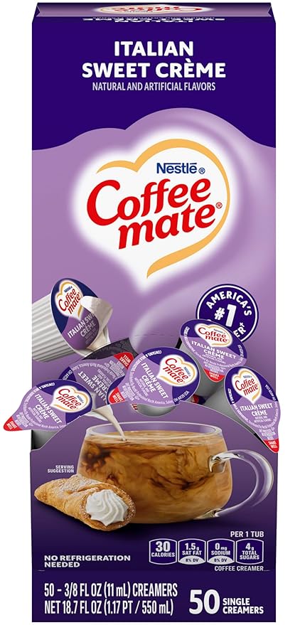 Nestle Coffee mate 84652 Liquid Coffee Creamer, Italian Sweet Creme, 0.375 oz Cups, 50/Box
