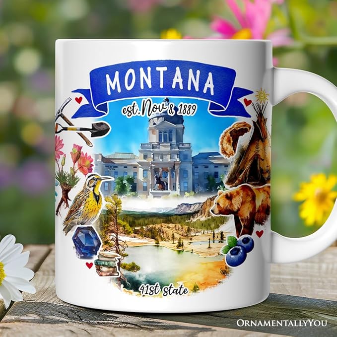 OrnamentallyYou Artistic Montana State Themes and Landmarks Mug