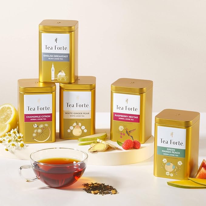 Tea Forte Citrus Mint Premium Loose Leaf Caffeine-Free Herbal Tea Blend Canister, Makes 35-50 Cups