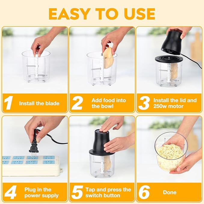 Electric Chicken Shredder Tool: 250W Multifunctional Press-to-Operate Meat Shredder Tool with Large Capacity - Meat Grinder for Chicken Breast, Meats, Fruits, Vegetables, Nuts (Black)