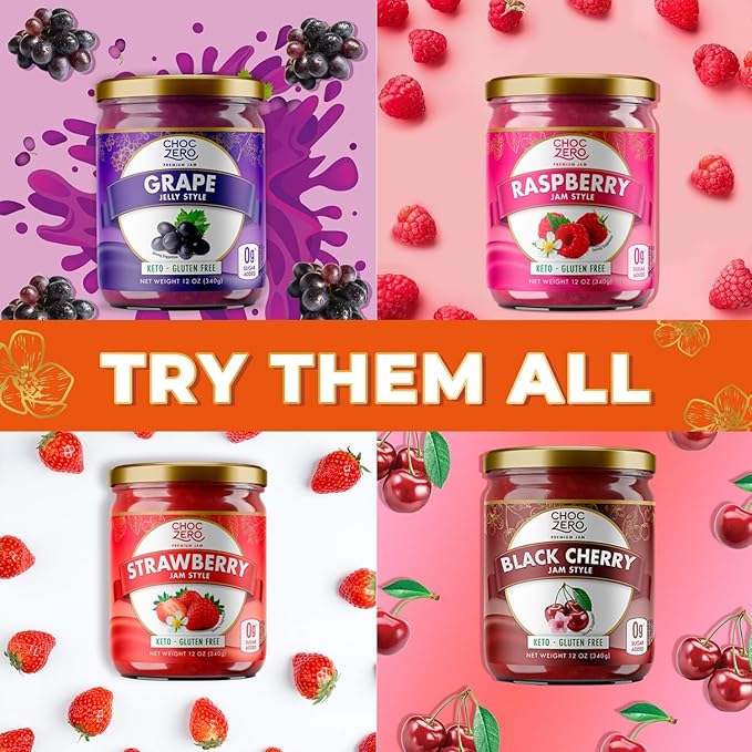 ChocZero Keto Blueberry Fruit Spread, No Added Sugar, Low Carb, All Natural Jam, Sweetened with Monk Fruit (1 jar, 12 oz)