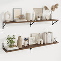 Axeman Deep Floating Shelves for Wall - 55 Inch Wide x 10 Inch Deep Walnut Floating Shelves Set of 2 - Wide Wall Shelves for Living Room Bathroom Bedroom