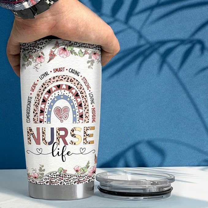 SANDJEST Nurse Tumbler 20oz Stainless Steel Insulated Coffee Travel Mug Cup Gift for Nurses Week, Graduation, Birthday, Christmas