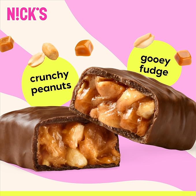 NICKS Peanuts n fudge Keto Chocolate Candy Bars No Added Sugar 180 Calories, 3.0 Net carbs, Gluten Free Sweets Low carb Candy Snack Bar (Multipack 15x40g)