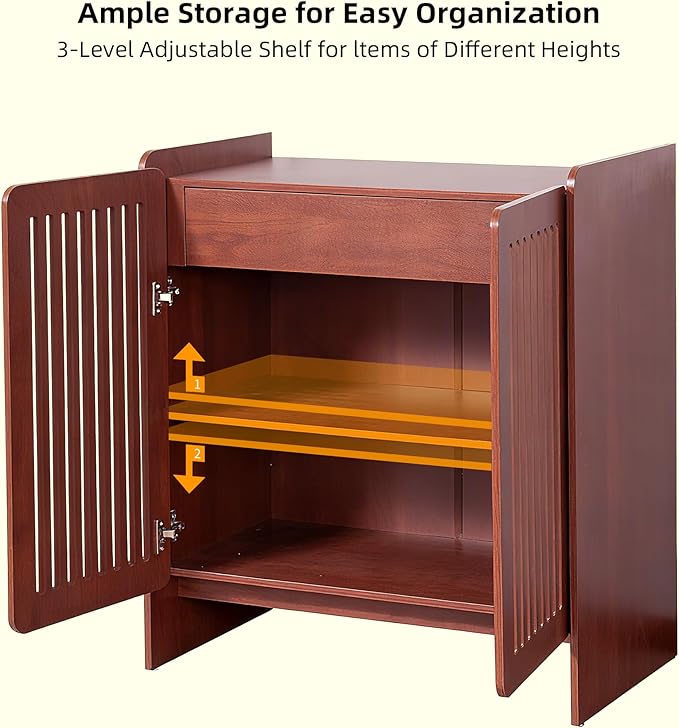 Buffet Cabinet with Storage with 2 Doors, Sideboard Coffee Bar Cabinet for Kitchen with Adjustable Shelf, Dining Room,Living Room (1, Walnut, 27.6''w)