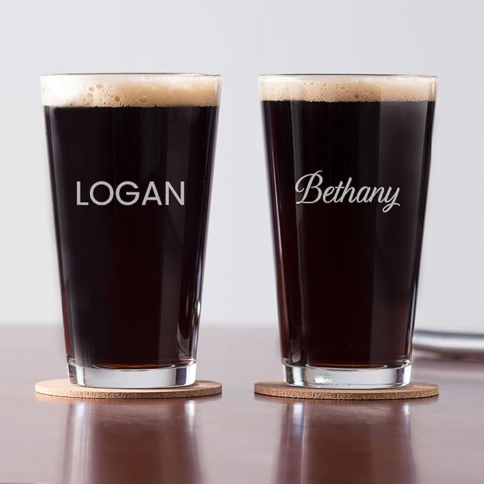 Lifetime Creations Engraved Personalized Name Pint Glass - Custom 16 oz Beer Glass Etched with Name, Made in USA