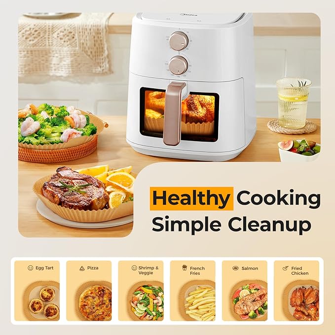 Air Fryer Paper Liners, 200pcs Air Fryer Liners Disposable, 8" Square Baking Liner for 5-8 qt Airfryer Basket, Non-stick and Oil Proof Parchment Paper for Oven, Pans & Baking