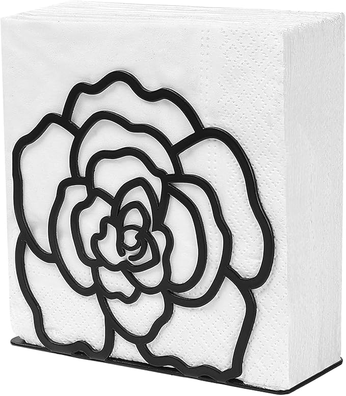 Napkin Holder for Table, Metal Napkin Holders for Kitchen Dining Farmhouse Cocktail Picnic Bar Rustic, Modern Napkins Holder for All Dining Room Decors (Flower), Christmas Decoration Gifts