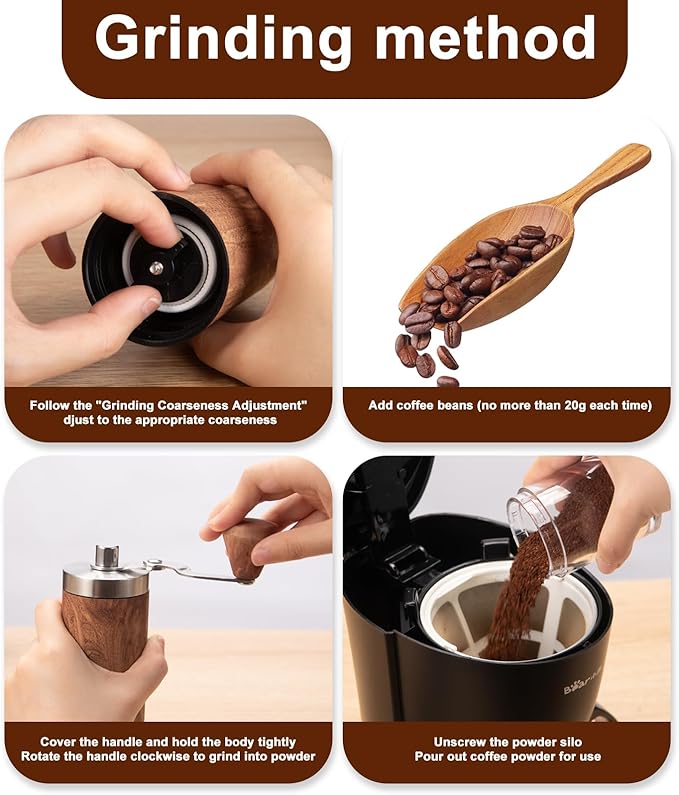 Manual Coffee Grinder - Stainless Steel Hand Crank Burr Coffee Mill for Espresso, French Press, Pour Over - Portable Coffee Bean Grinder for Home, Camping, Travel