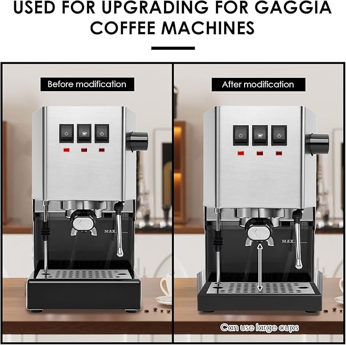 Low Profile Thin Drip Tray and One Single Hole Steam Tip 6 Bar 9 Bar 12 Bar OPV Spring Modification Kit with Long Stainless Steel Tube, Compatible with Pro Gaggia Classic Espresso Coffee Machine